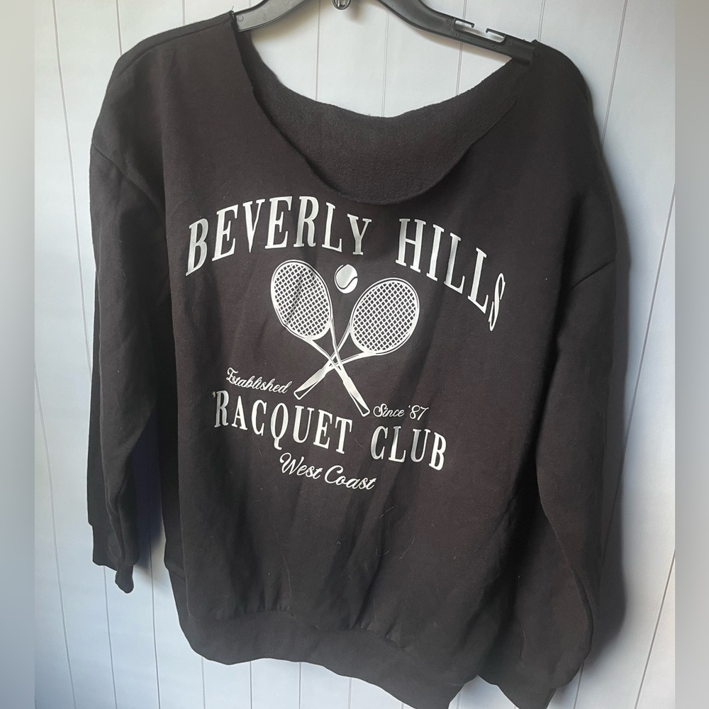 🛍️ Beverly Hills Racquet Club Tennis Sweatshirt Off Shoulder